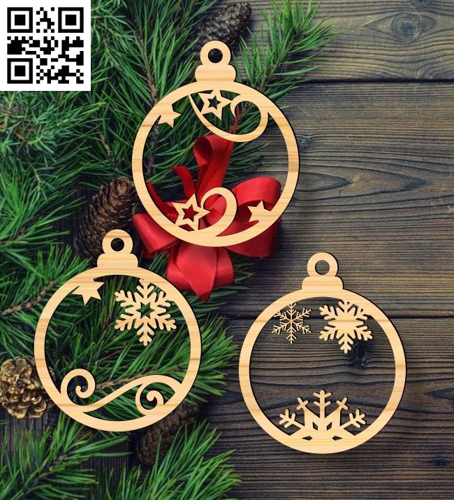 Christmas ball E0018049 file cdr and dxf free vector download for laser cut