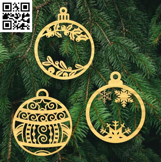 Christmas ball E0018055 file cdr and dxf free vector download for laser cut