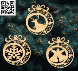 Christmas ball E0018074 file cdr and dxf free vector download for laser cut