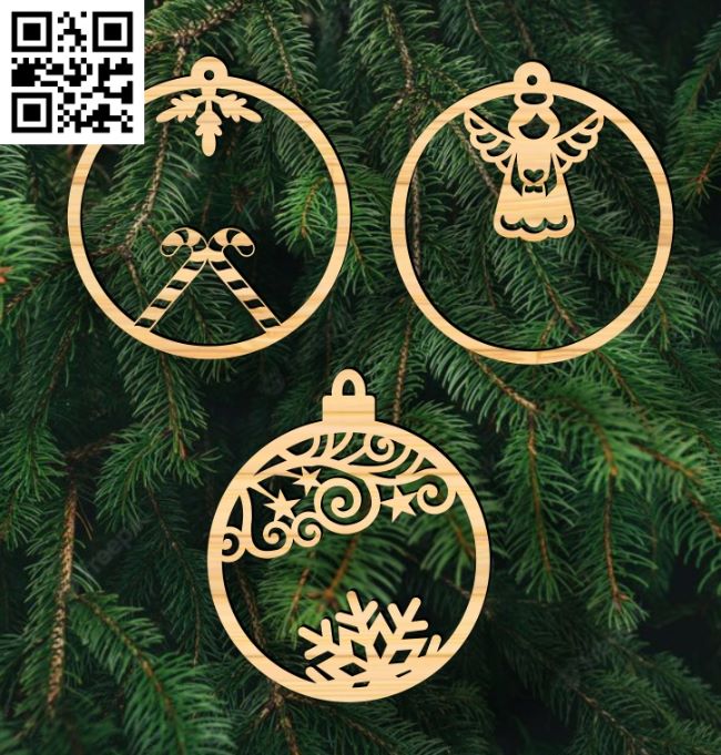 Christmas ball E0018106 file cdr and dxf free vector download for laser cut