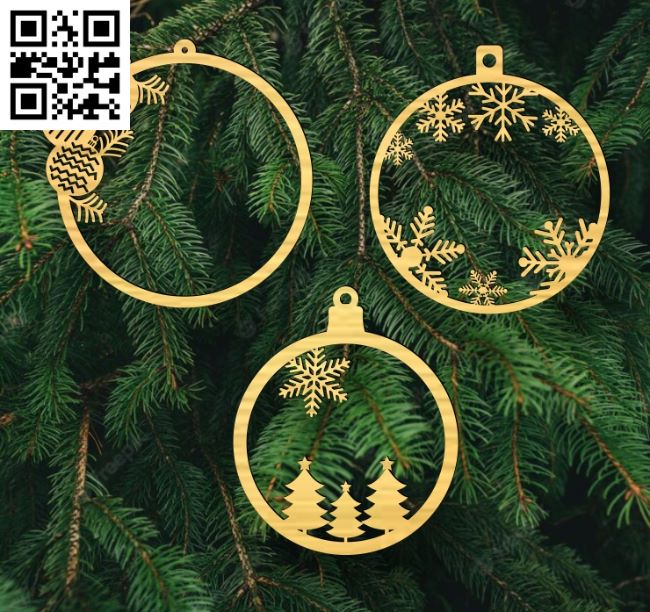 Christmas ball E0018139 file cdr and dxf free vector download for laser cut