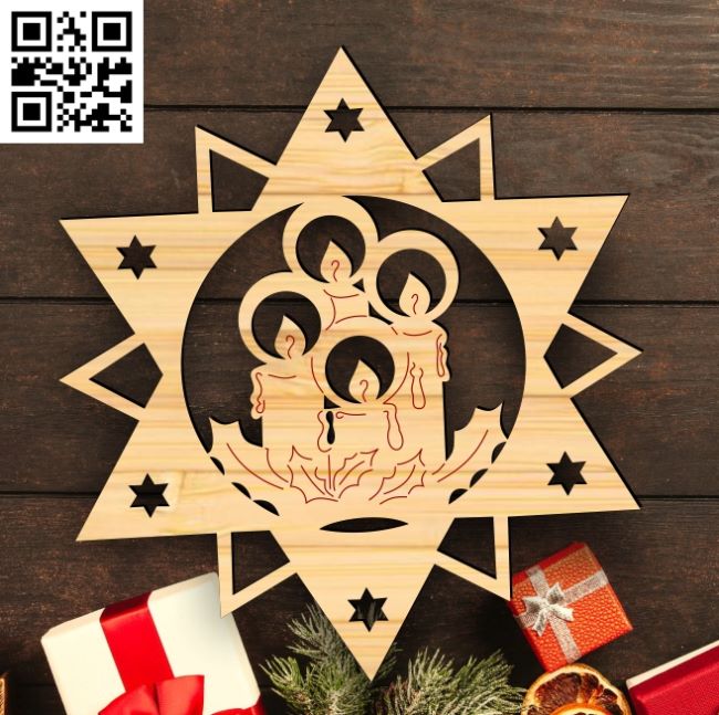Christmas candles E0018026 file cdr and dxf free vector download for laser cut
