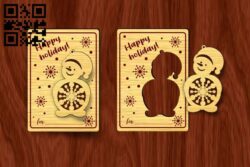 Christmas card with Snowman E0018064 file cdr and dxf free vector download for laser cut