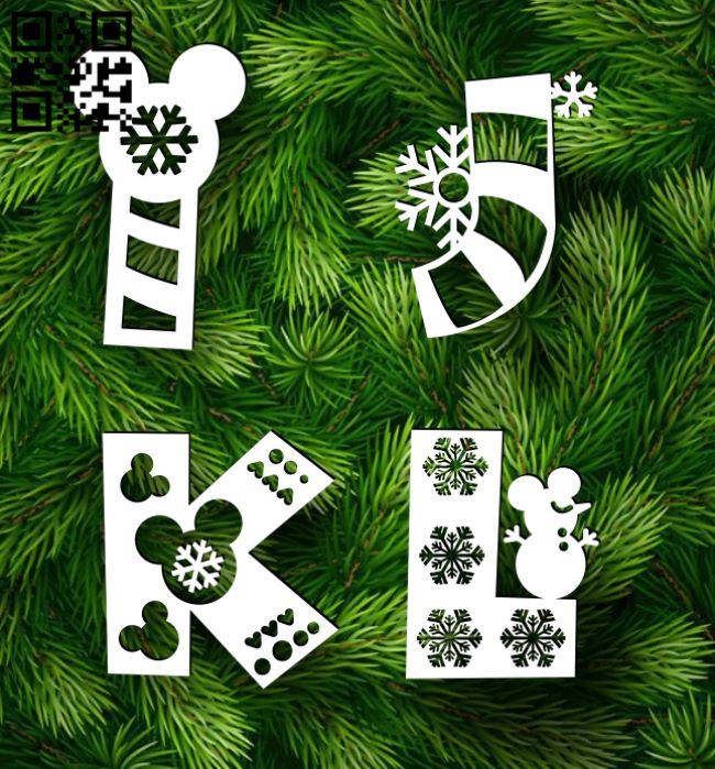 Christmas font E0018053 file cdr and dxf free vector download for laser cut