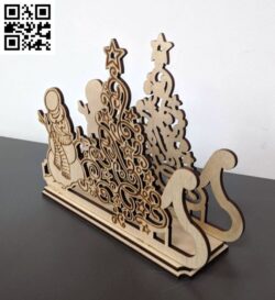 Christmas napkin holder E0017984 file cdr and dxf free vector download for laser cut