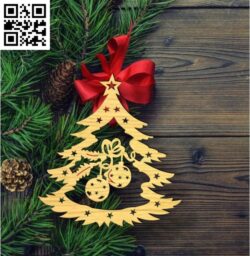 Christmas ornament E0017986 file cdr and dxf free vector download for laser cut
