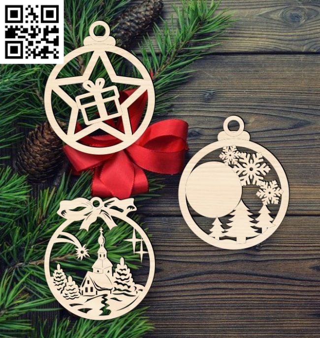 Christmas ornament E0017994 file cdr and dxf free vector download for laser cut