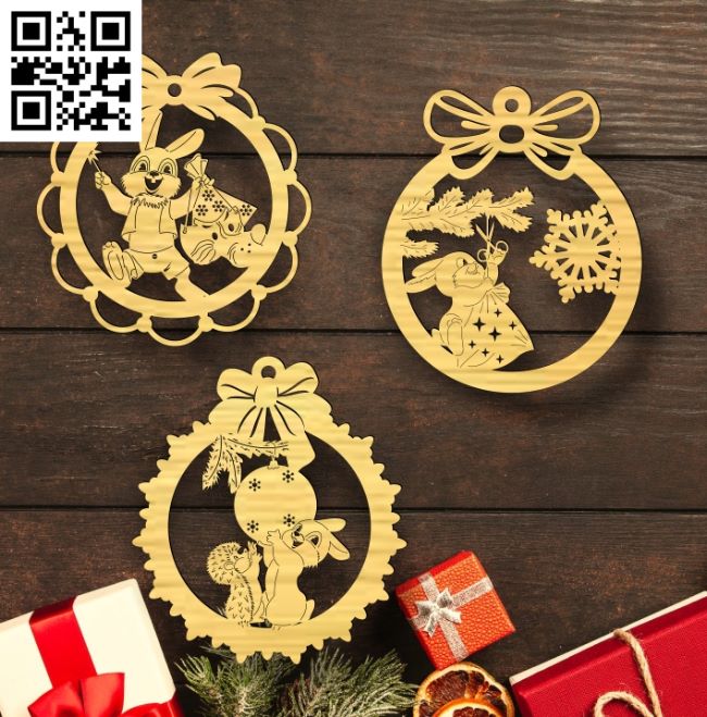 Christmas ornament E0017995 file cdr and dxf free vector download for laser cut