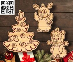 Christmas ornament E0018017 file cdr and dxf free vector download for laser cut