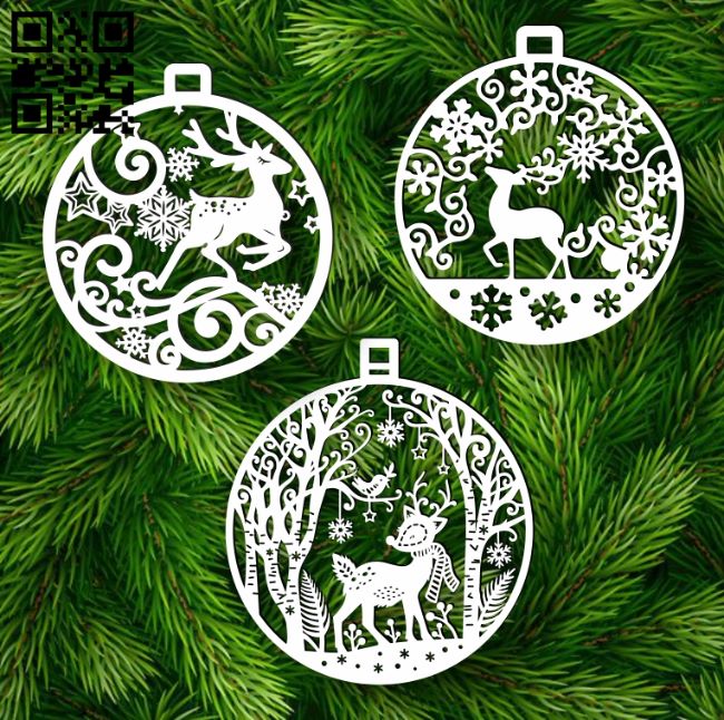Christmas ornament E0018037 file cdr and dxf free vector download for laser cut
