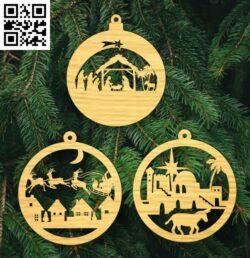 Christmas ornament E0018048 file cdr and dxf free vector download for laser cut