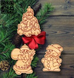 Christmas ornament E0018059 file cdr and dxf free vector download for laser cut