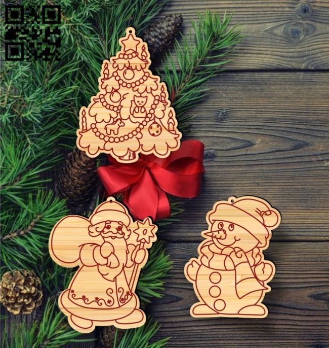 Christmas ornament E0018059 file cdr and dxf free vector download for laser cut