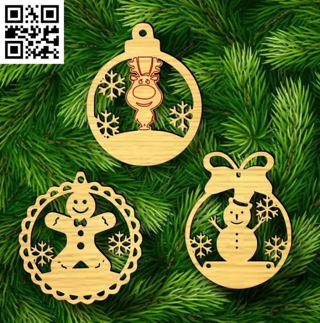 Christmas ornament E0018120 file cdr and dxf free vector download for laser cut