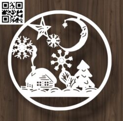 Christmas scene E0018009 file cdr and dxf free vector download for Laser cut