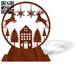 Christmas snow globe E0018080 file cdr and dxf free vector download for laser cut