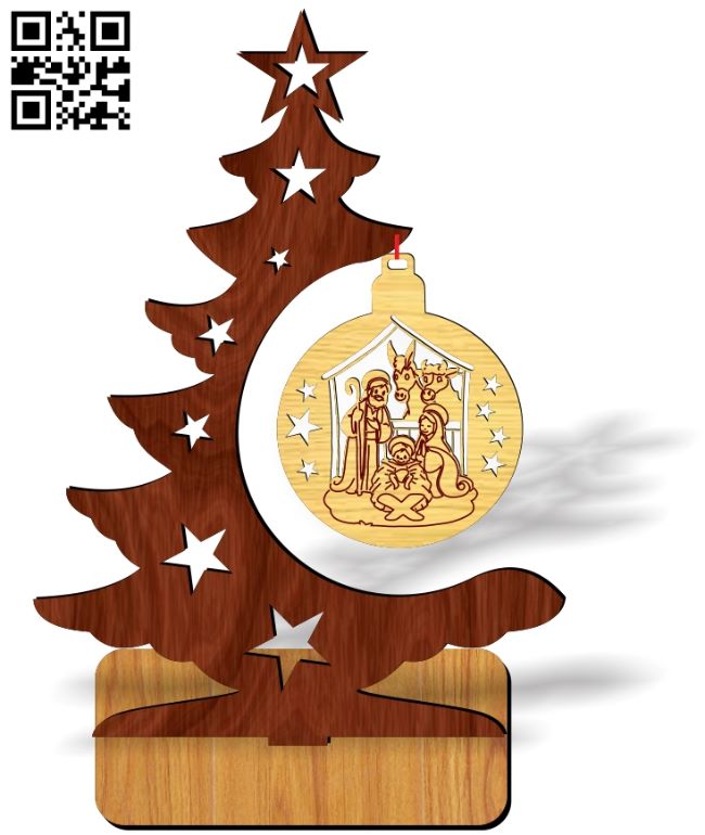 Christmas tree E0018061 file cdr and dxf free vector download for laser cut