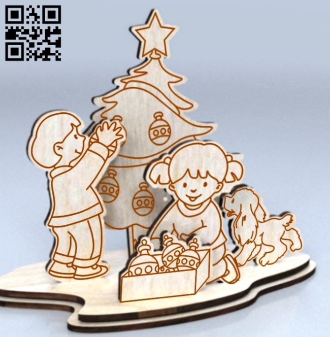 Christmas tree E0018094 file cdr and dxf free vector download for laser cut