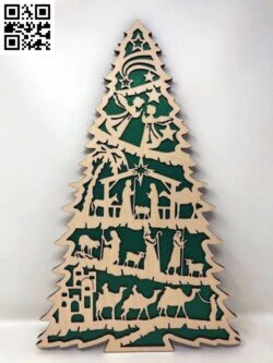 Christmas tree E0018121 file cdr and dxf free vector download for laser cut