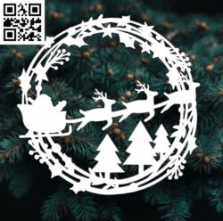 Christmas wreath E0018038 file cdr and dxf free vector download for laser cut