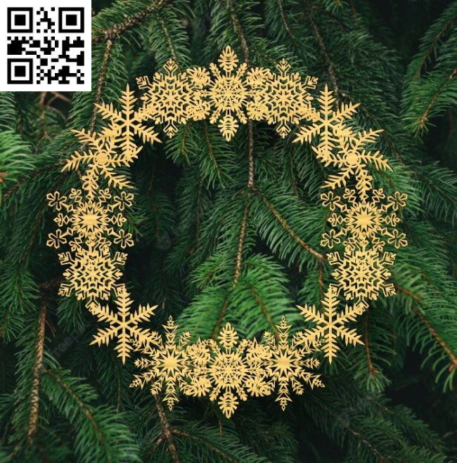 Christmas wreath E0018039 file cdr and dxf free vector download for laser cut
