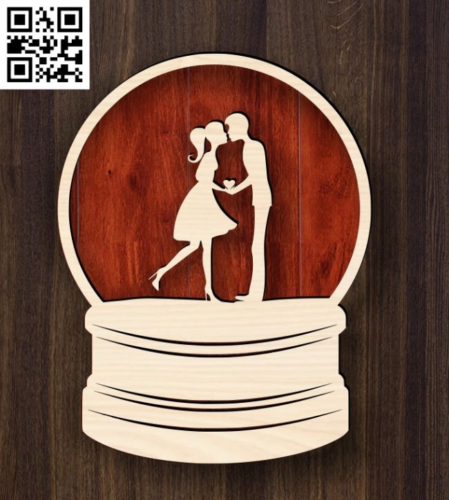 Couple in the globe E0018130 file cdr and dxf free vector download for laser cut