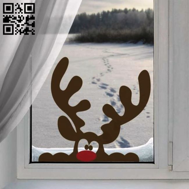 Deer on the window E0018079 file cdr and dxf free vector download for laser cut