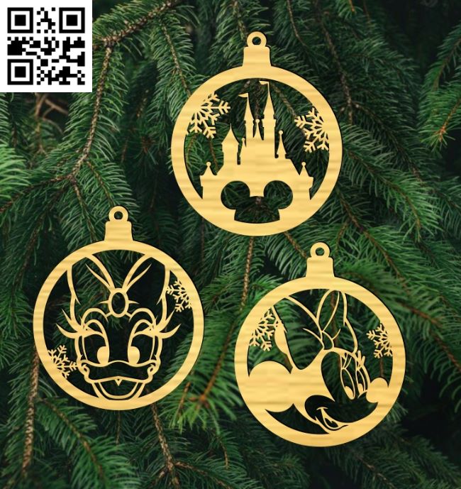 Disney Christmas ball E0018035 file cdr and dxf free vector download for laser cut