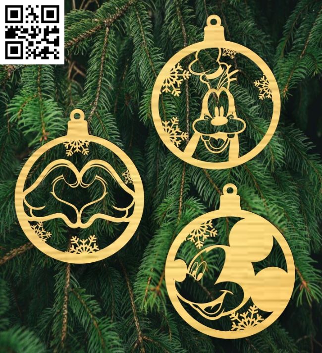 Disney Christmas ball E0018090 file cdr and dxf free vector download for laser cut