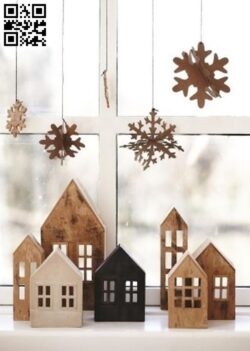 Houses E0018077 file cdr and dxf free vector download for laser cut