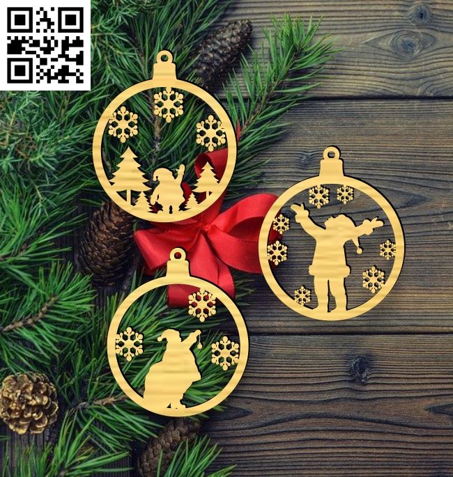 Santa Claus Christmas ornament E0018041 file cdr and dxf free vector download for laser cut