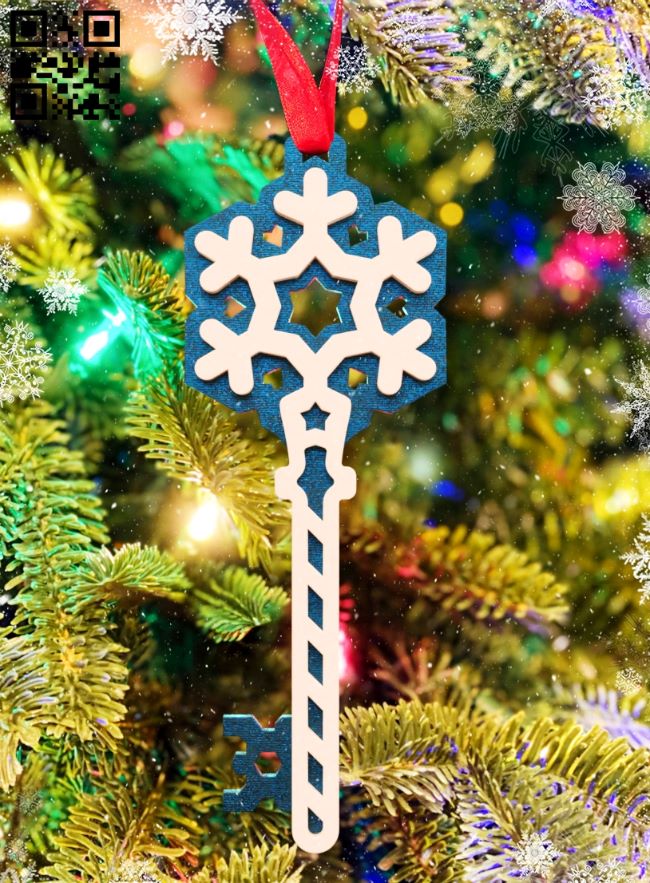 Snowflake Key E0018002 file cdr and dxf free vector download for laser cut