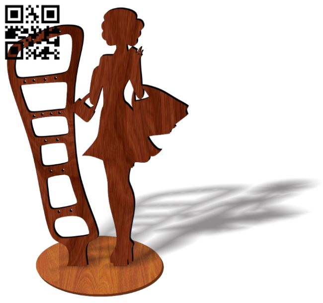 Woman earrings stand E0018124 file cdr and dxf free vector download for laser cut