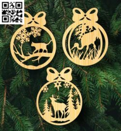 Animal Christmas ball E0018184 file cdr and dxf free vector download for laser cut
