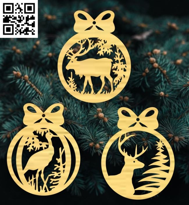 Animal Christmas ball E0018263 file cdr and dxf free vector download for laser cut