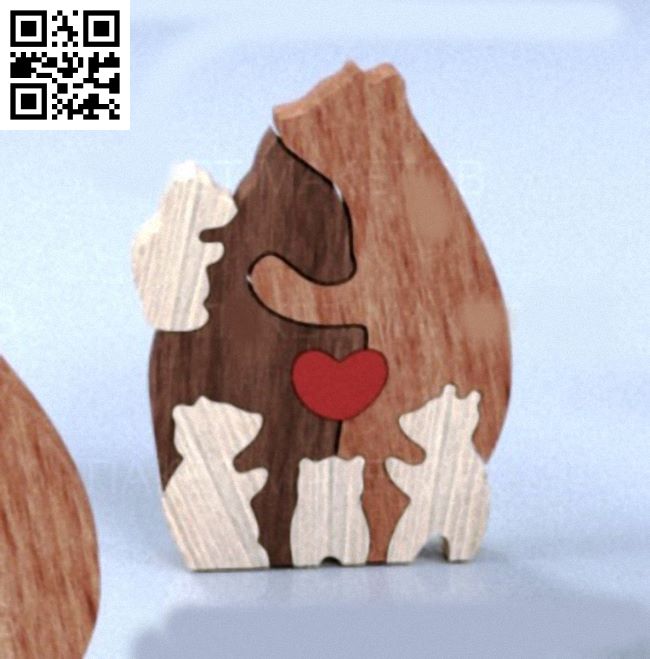 Bear family E0018283 file cdr and dxf free vector download for laser cut