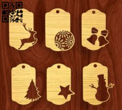 Christmas Gift Tags E0018201 file cdr and dxf free vector download for laser cut