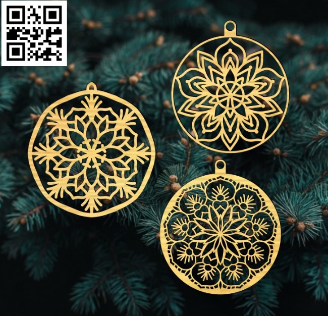 Christmas ball E0018163 file cdr and dxf free vector download for laser cut