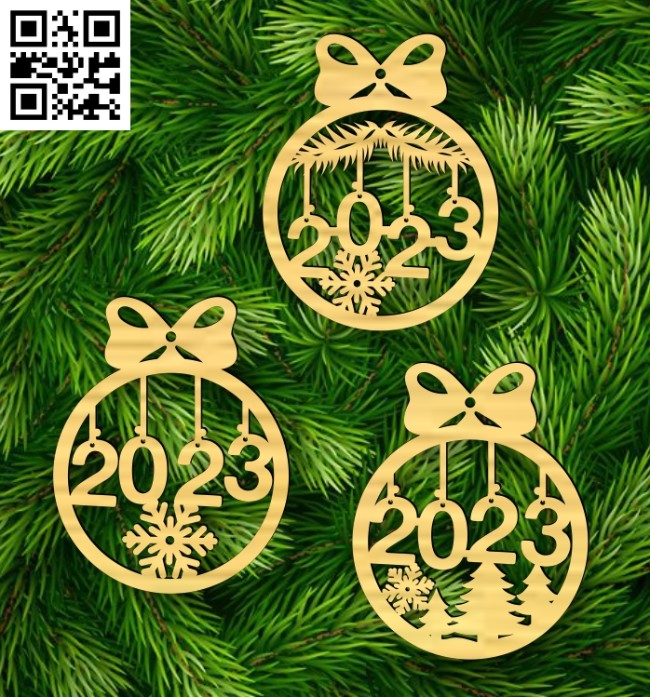 Christmas ball E0018217 file cdr and dxf free vector download for laser cut