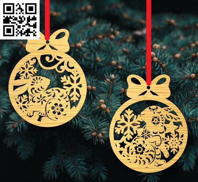 Christmas ball E0018293 file cdr and dxf free vector download for Laser cut