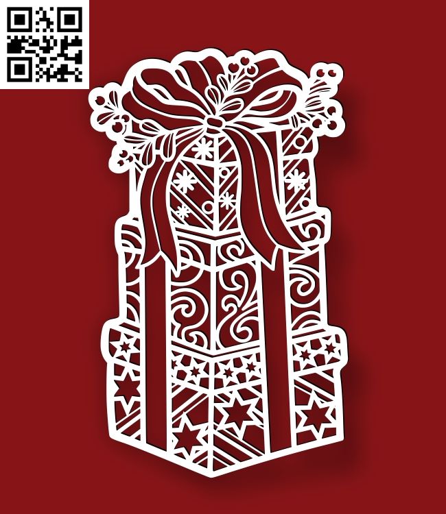 Christmas gift box E0018186 file cdr and dxf free vector download for laser cut