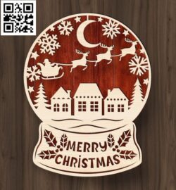 Christmas globe E0018147 file cdr and dxf free vector download for laser cut