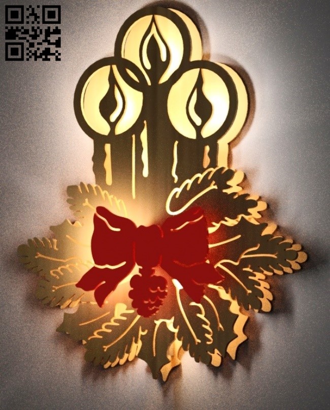 Christmas night light E0018216 file cdr and dxf free vector download for laser cut