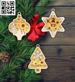 Christmas ornament E0018161 file cdr and dxf free vector download for laser cut