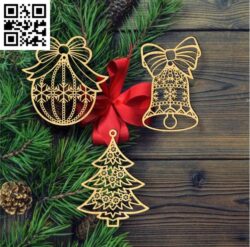 Christmas ornament E0018205 file cdr and dxf free vector download for laser cut