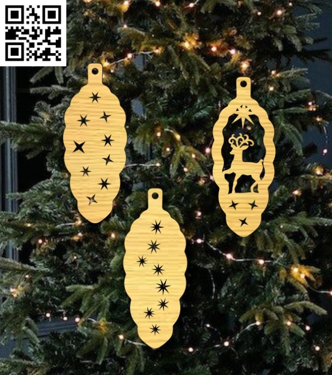 Christmas ornament E0018210 file cdr and dxf free vector download for laser cut