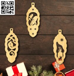 Christmas ornament E0018211 file cdr and dxf free vector download for laser cut