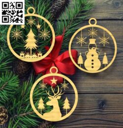 Christmas ornament E0018253 file cdr and dxf free vector download for laser cut