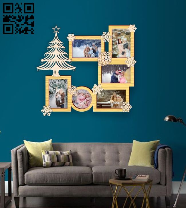 Christmas photo frame E0018276 file cdr and dxf free vector download for laser cut