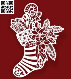 Christmas sock E0018185 file cdr and dxf free vector download for laser cut